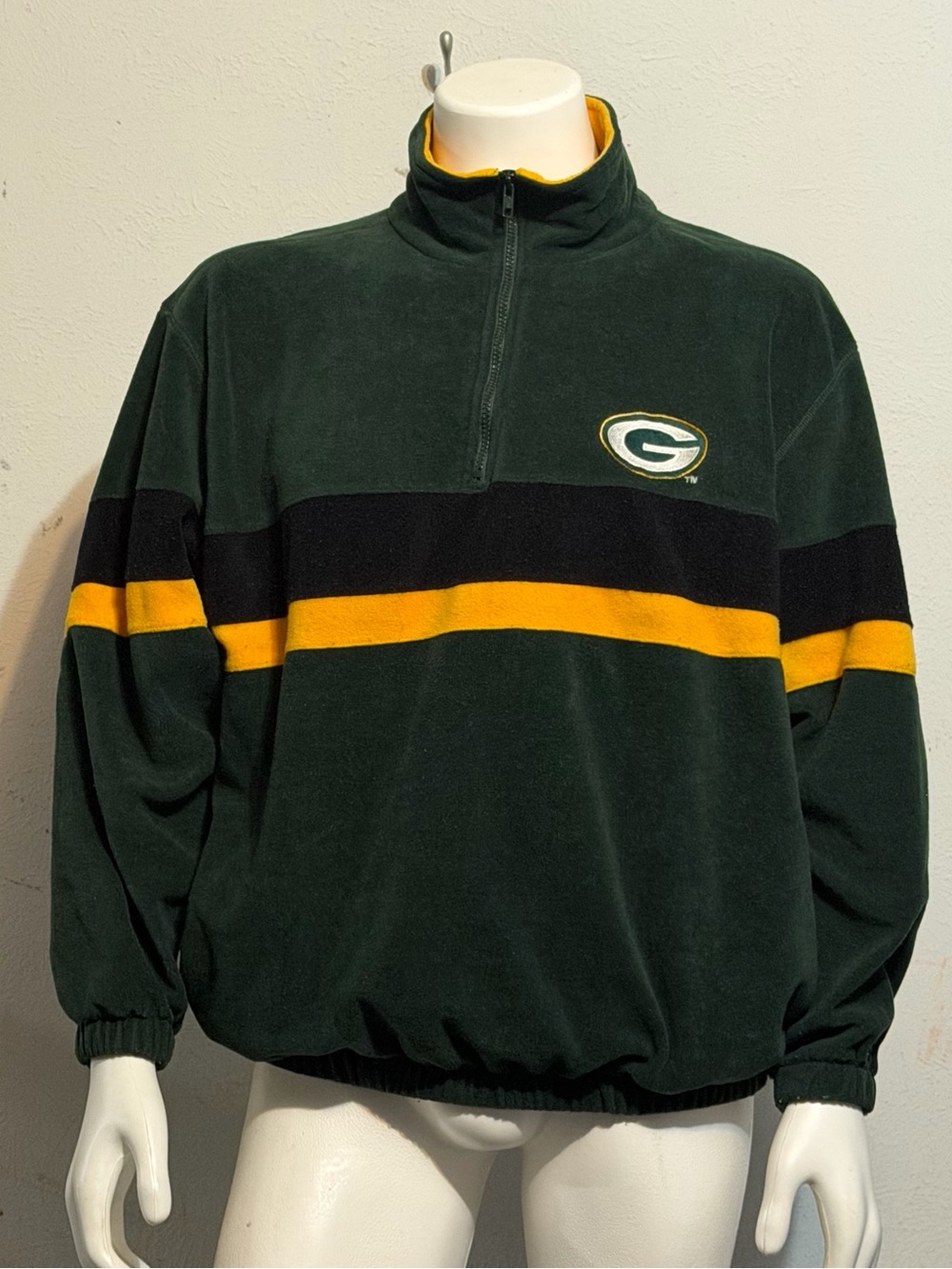 Vintage 90s Logo 7 Green Bay Packers Fleece Quarter Zip Sweatshirt Size Large